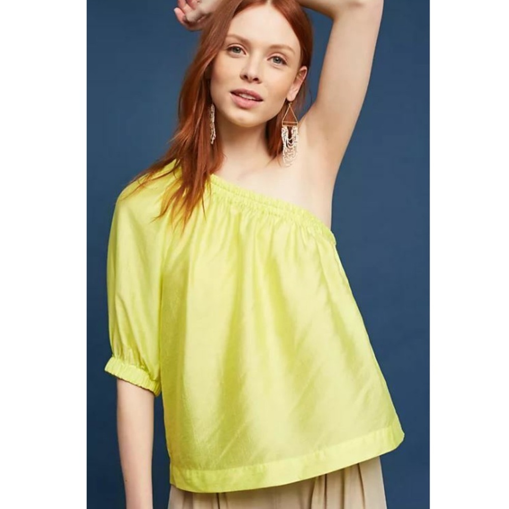 Maeve Leonie One Shoulder Top Size XS Canary Yellow Anthropologie
